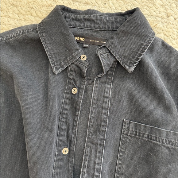 Revolve GRLFRND Valeria Denim Oversized Button Shirt Arcata Washed Black XS/S - Picture 2 of 8